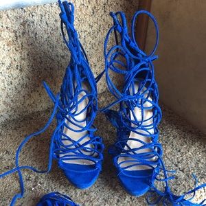 Blue shoes and same color blouse